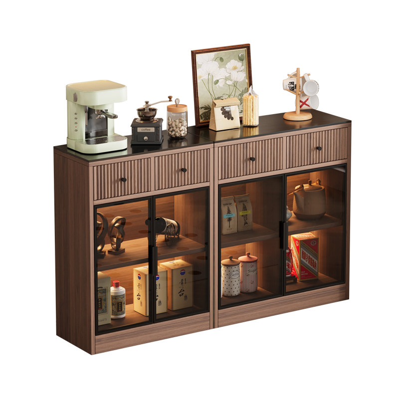 可定制岩板餐边柜靠墙一体储物柜