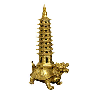 纯铜龙龟文昌塔九层十三层铜龙龟书房书桌办公室全铜龟塔装饰摆件