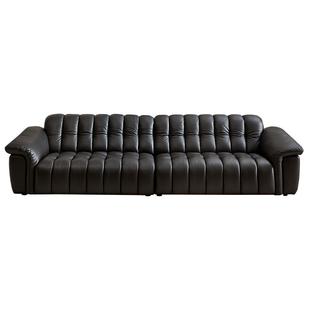 【U标·复古琴键全青皮沙发】全友家居客厅高端黑色直排真皮沙发