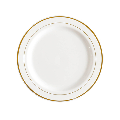 食品级塑料西餐盘烫金圆形北欧