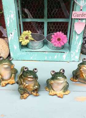 欧式陶瓷工艺品摆件青蛙套装客厅家居配饰办公室浴缸创意绿色花园