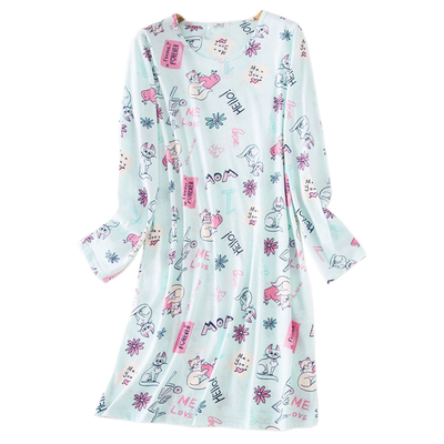长袖加肥卡通风圆领女士家居服