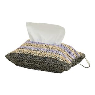 莫语 手工编织拉菲草纸巾袋 设计师款中古风可悬挂车载纸巾盒装饰