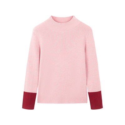 柒号童仓女大童半高领休闲打底毛衣冬装新款儿童拼色百搭针织衫潮