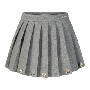 HERLIAN 秋季新品女士绣花装饰百褶裙 短裙女