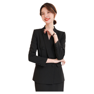 诗璐雅黑色西装外套女气质干练商务西服简约珠宝店工作服上衣女秋
