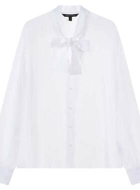 Armani/阿玛尼 秋冬新款女士蝴蝶结绑带薄款宽松长袖衬衫 300095