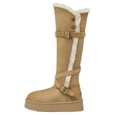 达芙妮长筒可翻边加厚雪地靴女