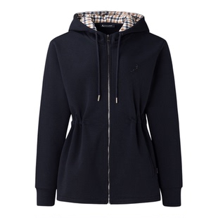 Aquascutum/雅格狮丹秋冬新品女士时尚简约修身开衫连帽卫衣气质