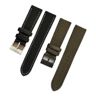 代用百年灵原装尼龙皮表带黑鸟侦察机复仇者挑战者帆布手表带22mm