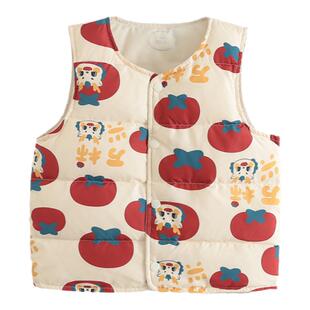 哥比兔婴儿2024新款羽绒服马甲秋冬保暖宝宝冬季外出服碎花背心