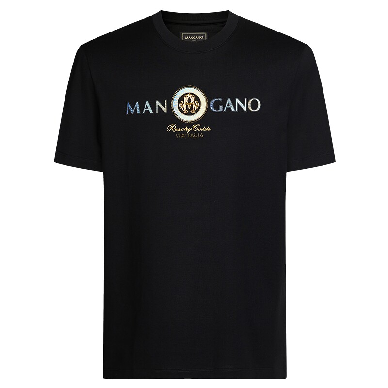 Mangano曼加龙夏季新款品牌字母logo短袖T恤男休闲百搭纯棉上衣潮