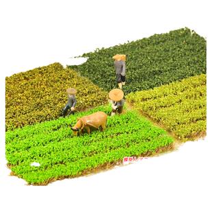情景麦田模型沙盘模型制作稻田微缩景观配多规格景灌木植物材料