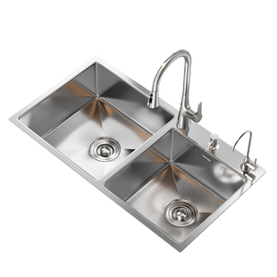 【S-max1】东鹏4MM加厚304不锈钢洗菜盆拉丝银双槽大尺寸厨房水槽