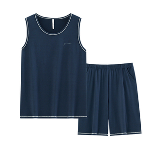 悦内睡衣男款夏季莫代尔背心无袖短裤家居服男士薄款宽松大码凉感