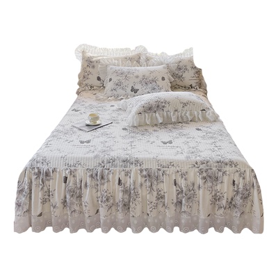 新款全棉床裙床笠二合一床罩