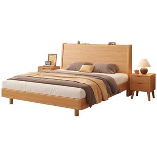 纯实木床包安装1米8双人床主卧1.5米家用小户型原木色1.2单人床架