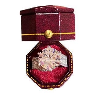 18K金豪华五克拉皇冠高碳钻石戒指 超大仿真钻戒求婚结婚订婚指环