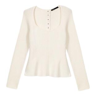 季末7折Maje秀场同款2025秋冬新款女装法式方领长袖短款针织上衣