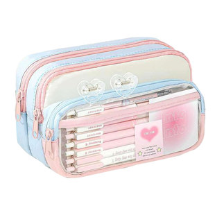 多巴胺透明笔袋套装2025年新款大容量女生高颜值ins风铅笔盒初中生超火撞色女孩款小学高中文具盒简约爆款