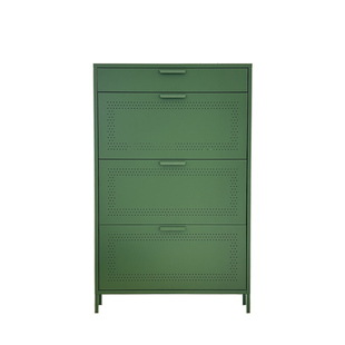 一间公寓家居全钢制超薄超窄拉手翻斗鞋柜多层玄关入户ins风