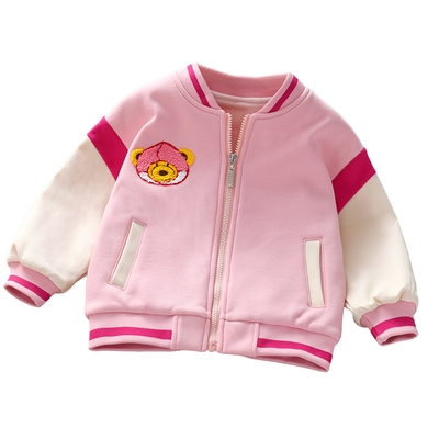 女童装加绒加厚冬季小熊外套