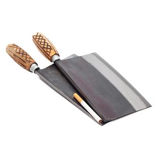 铁匠纯手工锻打切片刀铁菜刀夹钢菜刀锋利斩切二用刀烧腊店厨师刀