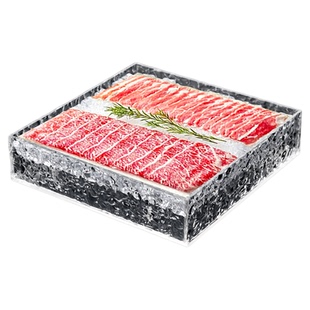 亚克力刺身盘牛肉盘羊肉盘火锅盘酒店自助餐厅长方形盘海鲜冰盘