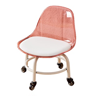 亚克力万向轮加高钢架小凳子静音家用椅子滑轮矮凳换鞋凳非不锈钢