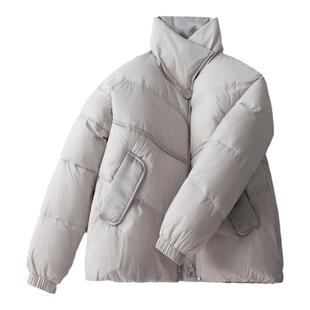 BXV小个子立领羽绒服女短款2025冬季新款百搭90白鸭绒面包服外套