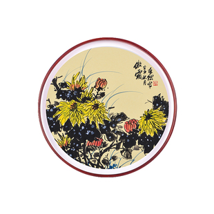 新中式圆形玄关客厅装饰画手绘水墨风景国画书房走廊挂画餐厅墙画