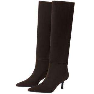 明星同款73hours女鞋摩卡情绪冬新款堆堆靴显瘦及膝长靴时装靴