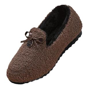 豆豆鞋女加绒2026冬季新款老北京布鞋休闲一脚蹬二棉鞋保暖毛毛鞋