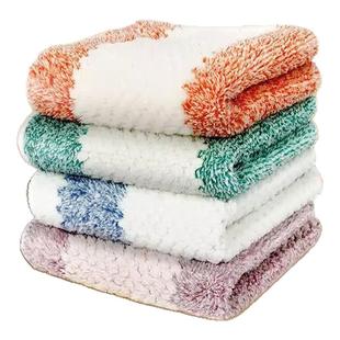 4条新款厨房抹布沾油不掉毛擦桌洗碗加厚清洁吸水去污百洁布