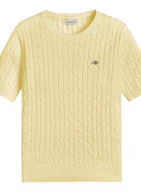 GANT/甘特女士圆领绞花短袖针织