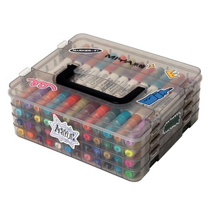 米娅双头丙烯马克笔小学生美术专用不透色可叠色绘画diy手绘可水洗36色48色儿童水彩笔软硬双头涂鸦画笔