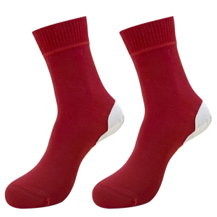 防裂袜子男女脚后跟干裂开裂硅胶足跟中筒秋冬厚款纯棉大红色短袜