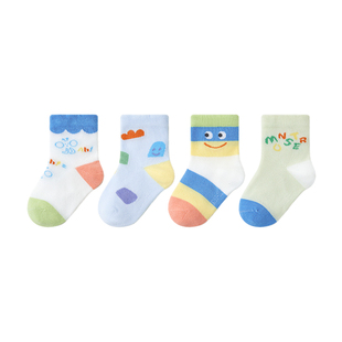 小龙人无骨婴儿袜子宝宝A类春秋新生男童初生中筒纯棉袜春款透气