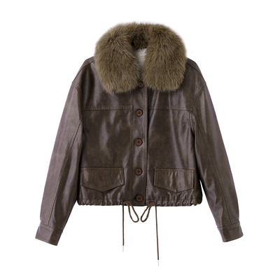 海宁高端绵羊皮外套女款时髦减龄