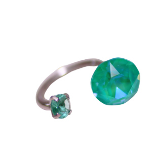 U型马蹄环华子钻翠绿蓝色双头1.2mm粗杆螺丝扣耳钉耳蜗钉单只甜酷