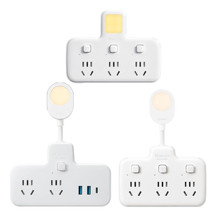 公牛夜灯拓展插座扩展多功能插排插板插线板床头排插家用夜间转换