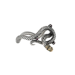睡莲生生世世 原创设计925纯银缠绕粗款蛇元素开口戒指个性指环