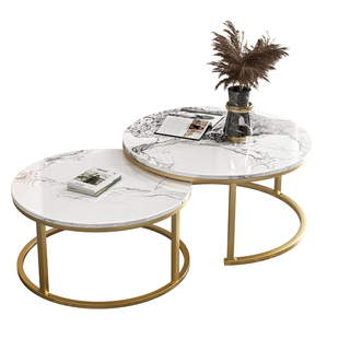 岩板客厅家用北欧新中式圆形桌子简约大理石现代轻奢茶几小户型