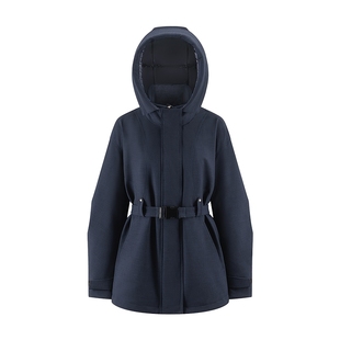 艾莱依2025新款女短款鹅绒服立体连帽设计摩登巴恩风复古运动外套