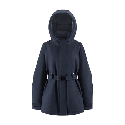 艾莱依新款短款立领连帽鹅绒服