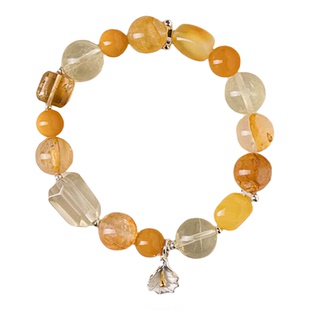 天然黄水晶手串蜜蜡手链黄玉手串生日礼物送礼物金玉满堂