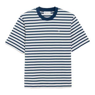 AMI PARIS 26春夏男女同款海军风蓝白条纹圆领短袖T恤衫 301574