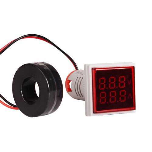 ST17VA 方形22mmLED数显交流电压电流一体指示灯AC60-500V 0-100A