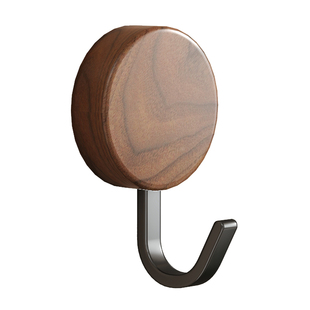 胡桃木浴室门后挂钩强力粘胶挂衣钩壁挂墙上单钩衣服收纳架中古风