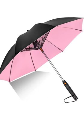 带风扇的雨伞喷雾降温USB充电户外长柄大号遮阳伞防晒防紫外线